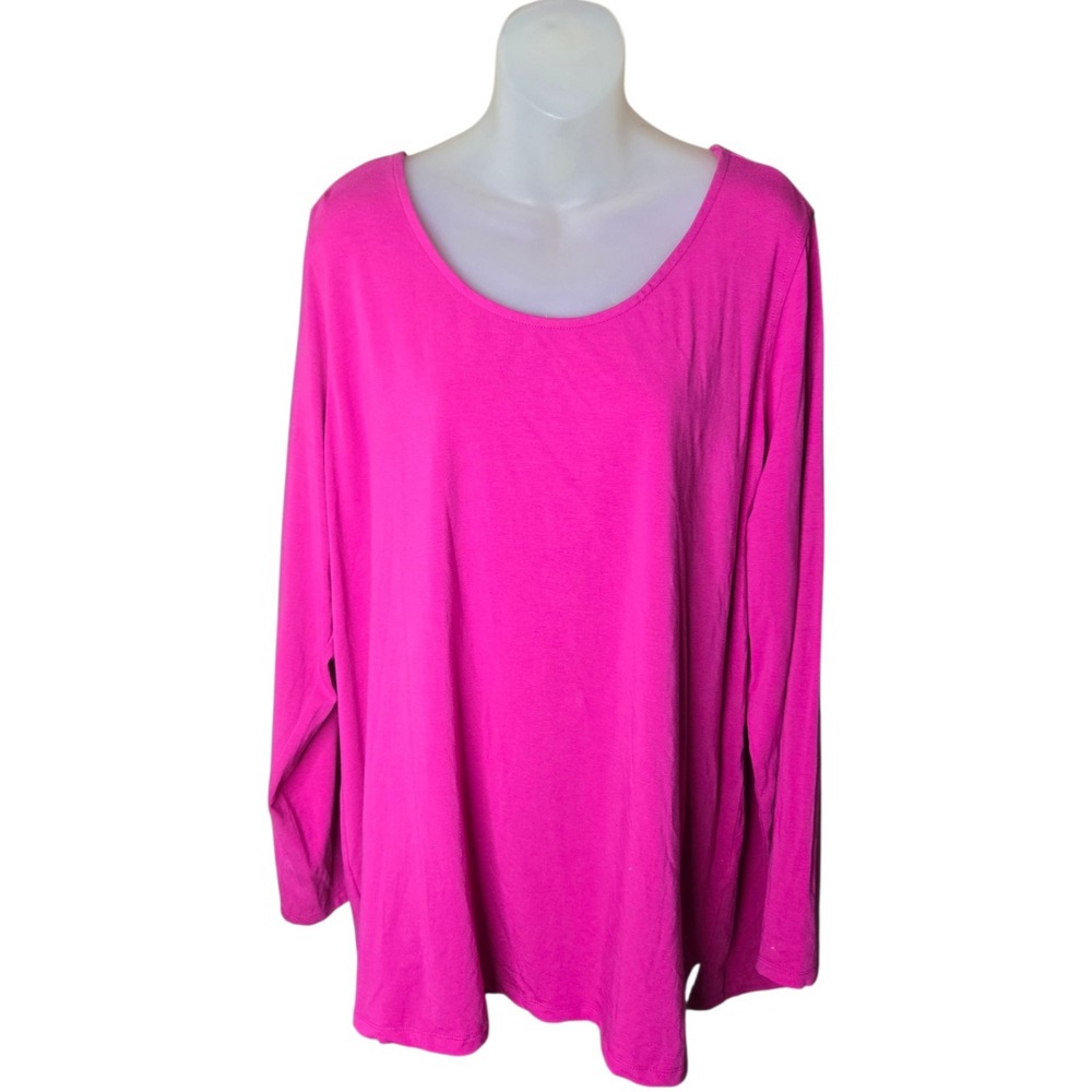 Belle Kim Gravel Womens Primabelle Scoop Neck Top Size 1X Magenta Bold Feminine